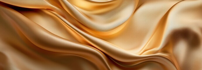 Fototapeta premium A captivating image of smooth gold fabric with elegant folds, showcasing its luxurious texture and shiny surface. Perfect for design and aesthetic projects.