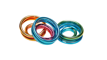 Vibrant spiral stacking rings isolated on transparent background PNG....