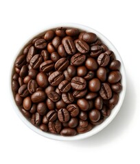 Fototapeta premium A white bowl of coffee beans on white background