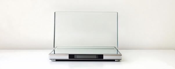 A digital kitchen scale with a glass platform, designed for measuring food ingredients.