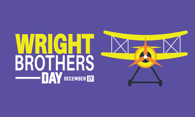 Wright Brothers Day is observed every year  on December 17th. Holiday concept, suitable for placard, background, Greeting Card, Poster design template with text inscription, standard Social Media Post