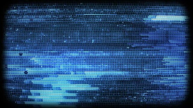 A looping digital style screen background with data glitch and interference effects.
