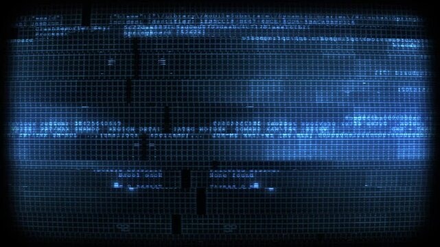 A looping digital style screen background with data glitch and interference effects.
