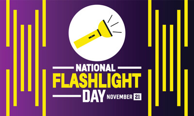  December is National Flashlight Day .Holiday concept. suitable for placard, background, Greeting Card, Poster design template with text inscription, standard Social Media Post.