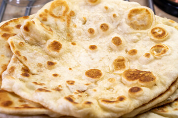 Many tasty homemade tortillas.Baking Bread. pita. Food concept