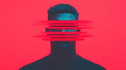 Identity protection awareness poster with glitch effect, data theft, identity theft awareness