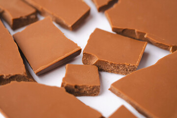 piece of chocolate isolated on white background with clipping path. . Top view. Flat lay. High quality photo