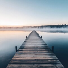 Obraz premium Dawn Landscape with Gentle Ripples on the Lake