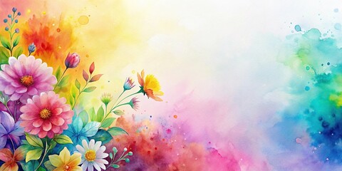Fototapeta premium Colorful flower watercolor wallpaper background