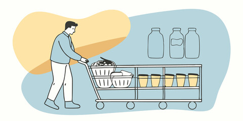 Consumer Choice A shopper in a grocery store choosing labgrown meat over traditional meat options symbolizing informed consumer choices reducing antibiotic use.