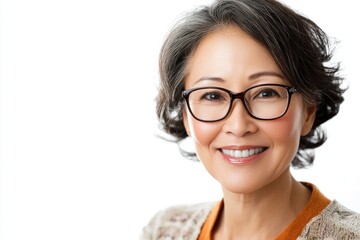 Obraz premium Friendly Middle-Aged Woman with Glasses Smiling