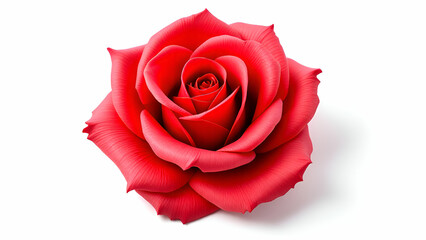 Fototapeta premium A single, vibrant red rose with delicate petals, isolated against a pristine white backdrop, showcasing its beauty and elegance.