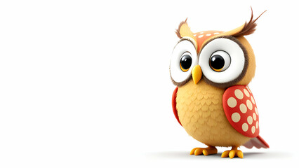 Fototapeta premium Adorable Cartoon Owl with Polka Dot Wings