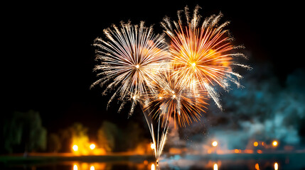 Spectacular display of sparkling fireworks illuminating the night sky in a vibrant celebration of light and color
