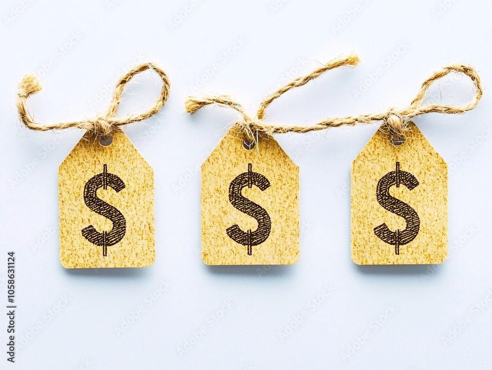 Poster a digital tag displaying price and value options, symbolizing cost perception in consumer choices. t