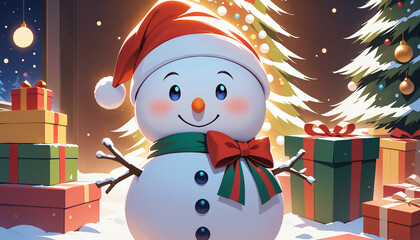 snowman with gifts