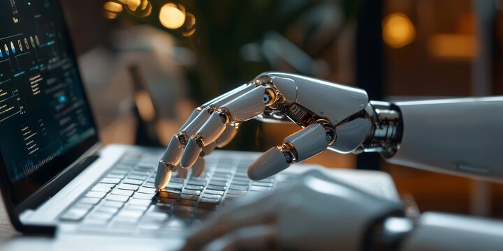 Close-up of a legal assistant utilizing ai technology to automate document drafting and review processes