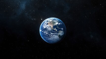 Obraz premium Earth from Space - Blue Planet Against a Starry Sky