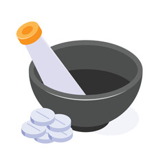 Mortar and pestle for grinding substances in pharmacy
