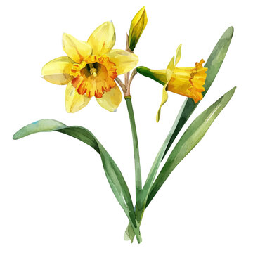 recommend clip art: Watercolor vector of Daffodil flower, isolated on a white background, Daffodil painting