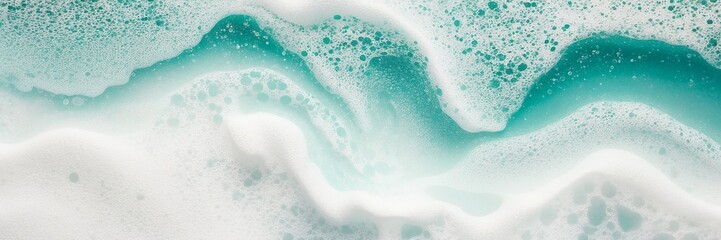 Noisy texture inspired by sea foam, white and turquoise speckles with soft gradient blending. Created with generative AI technology
