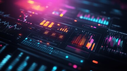Obraz premium Digital Interface with Colorful Data Visualizations