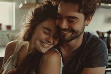 Fototapeta premium Generative AI Image of Cozy Couple in Love Spending Quality Time Together at Home
