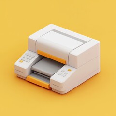 Minimalist Home Office Printer on Yellow Background