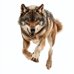 Fototapeta premium wolf attacking,running, jumping,action pose,tattoo, White background