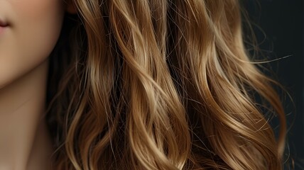 Fototapeta premium Close up of beautiful female long wavy hair.
