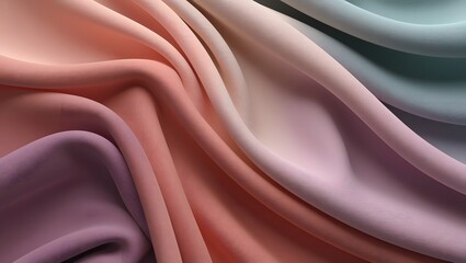 Beautiful Fabric Swirl in Pastel Tones: Soft Pink, Peach, Lavender, and Mint Layers - High-Quality Textile Texture.
