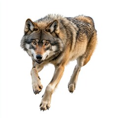 wolf attacking,running, jumping,action pose,tattoo, White background