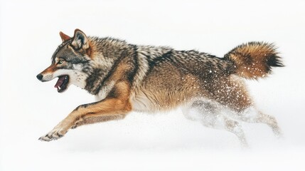 Fototapeta premium wolf attacking,running, jumping,action pose,tattoo, White background
