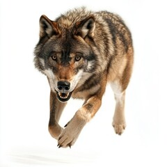 Fototapeta premium wolf attacking,running, jumping,action pose,tattoo, White background