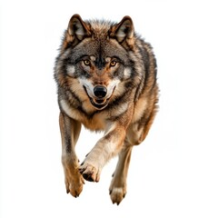 Fototapeta premium wolf attacking,running, jumping,action pose,tattoo, White background