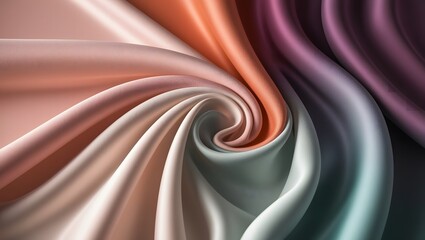 Beautiful Fabric Swirl in Pastel Tones: Soft Pink, Peach, Lavender, and Mint Layers - High-Quality Textile Texture.