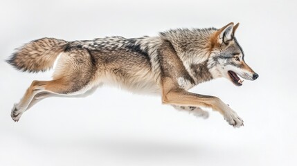 Obraz premium wolf attacking,running, jumping,action pose,tattoo, White background