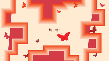 Abstract background with butterfly vectors with retro style