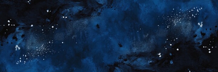 Obraz premium Noisy texture with abstract grit and speckled noise, dark shadows, and white spots over a deep blue base. Created with generative AI technology