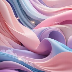 Flowing Pastel Abstract Artwork with Soft Pink, Blue, and Lavender Waves - Perfect for Modern, Calm, and Elegant Aesthetic Themes.