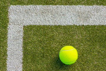tennis ball on the court tennis background Close-up shots of tennis balls in tennis courts With a...