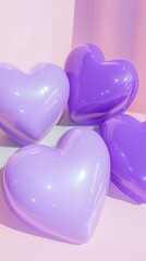 Vibrant Lilac and Lavender Heart Balloons in Soft Pastel Setting