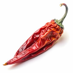 Dried red chili pepper isolated on white background.