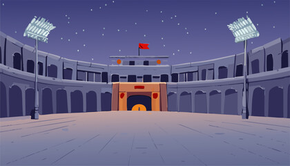 Vector illustration of the gladiators fight arena in Rome at night, Italy, Europe © Waseem