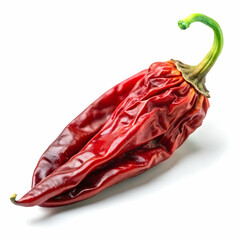 Dried red chili pepper isolated on white background.