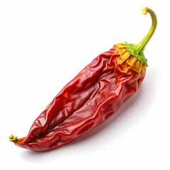 Dried red chili pepper isolated on white background.