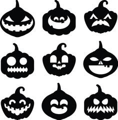 Halloween pumpkin silhouette set