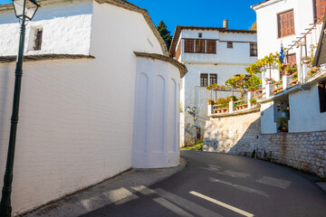 Verdant views and stone-paved Paths in Milies traditional greek village in Pelion, Greece