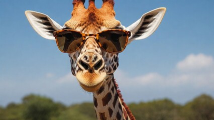 Naklejka premium giraffe in sunglasses