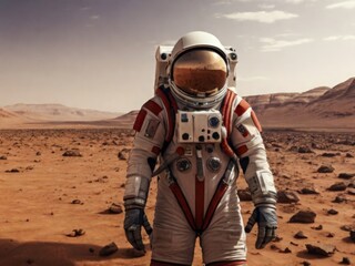 photo of astronaut on planet mars